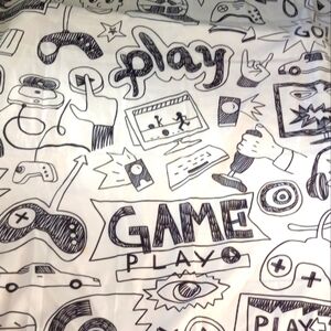 Video Game Stall Shower Curtain by Ambersonne. Black on White. 70"x70".